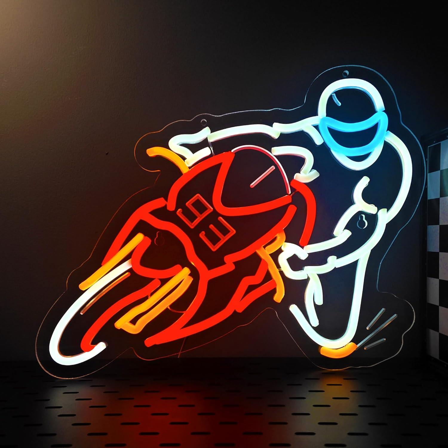 Auto Repair Shop Signs - لافتة نيون لسباق الدراجات النارية قابلة