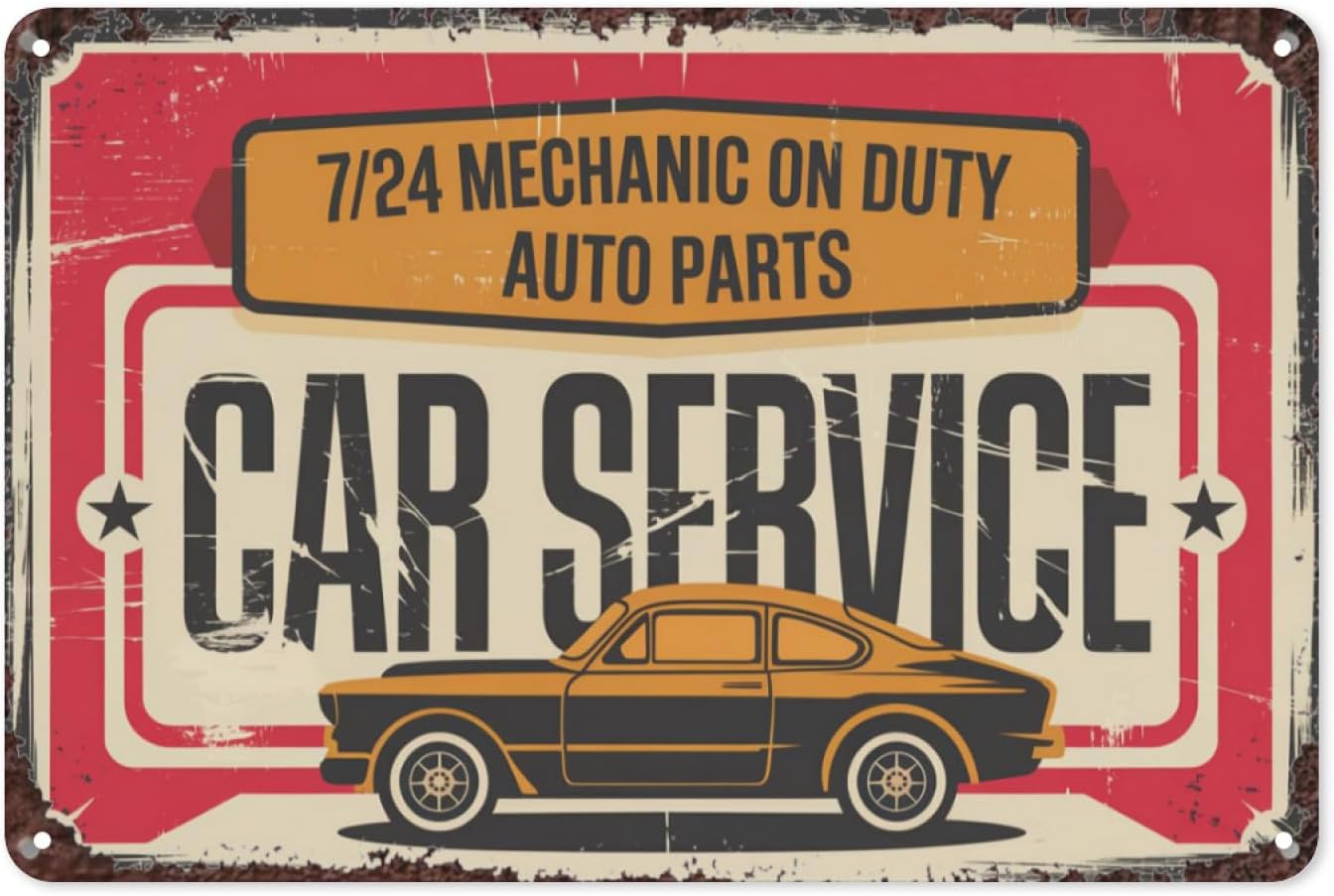 Auto Repair Shop Signs - لافتة معدنية كلاسيكية لخدمة السيارات، مقاس