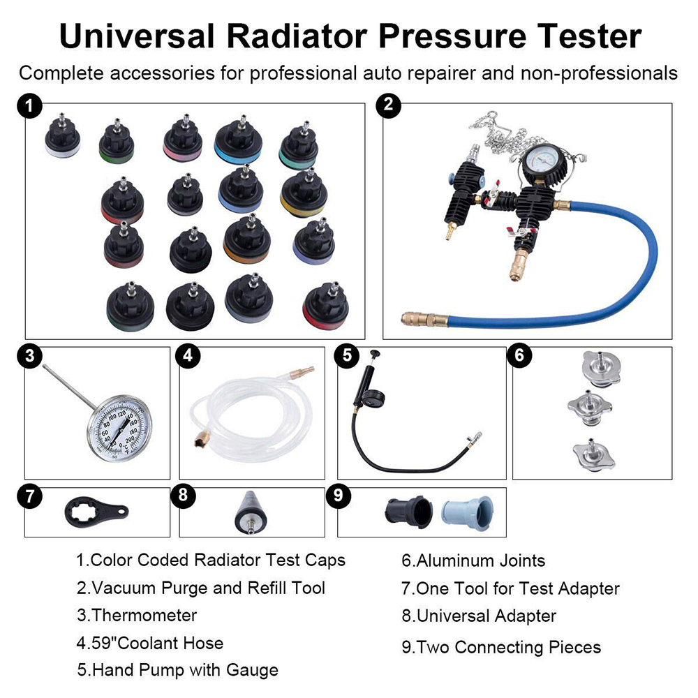 مجموعة اختبار ضغط المبرد الشام - مراجعة Radiator Pressure Tester وسعره